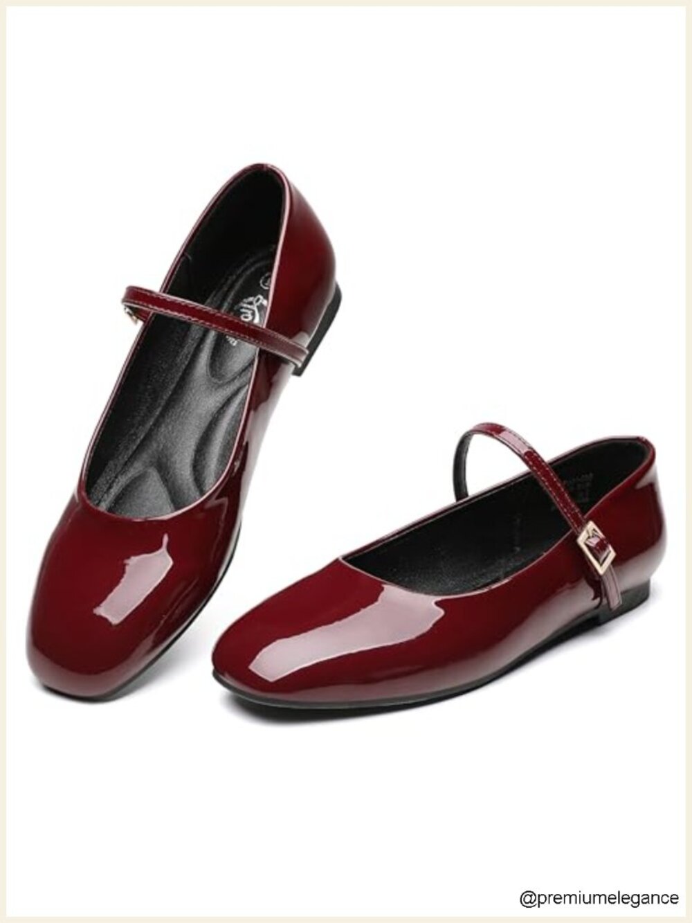 Women's Square Toe Mary Jane Flats with Adjustable Buckle Strap, Business